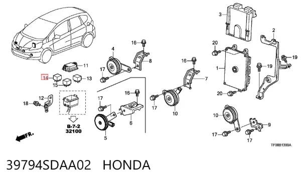 Relé de arranque 39794SDAA02 Honda