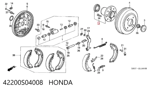 Cubo de rueda trasero 42200S04008 Honda