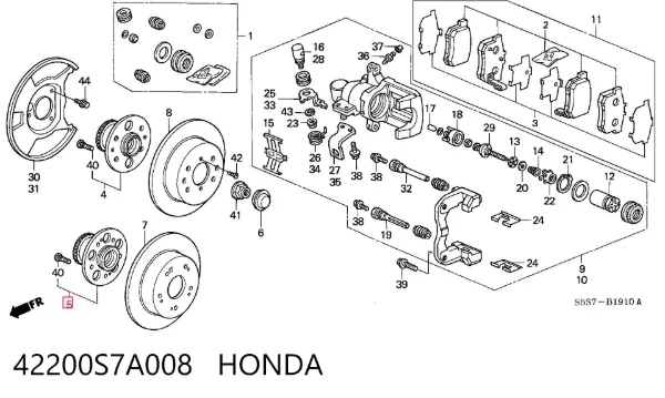 Cubo de rueda trasero 42200S7A008 Honda