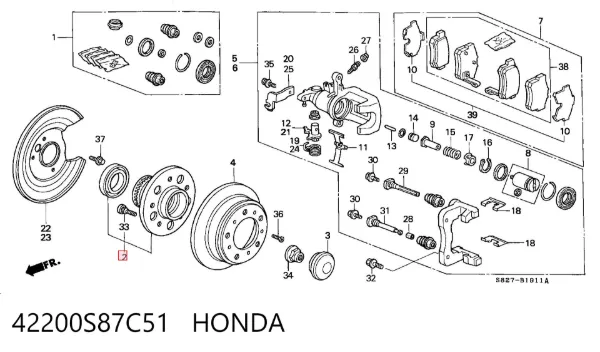 Cubo de rueda trasero 42200S87C51 Honda