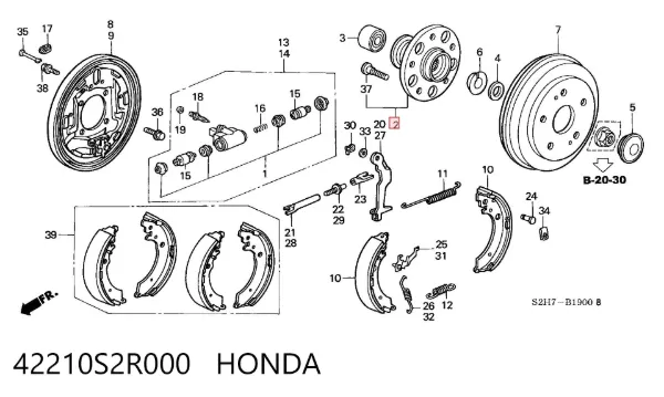 Cubo de rueda trasero Honda HR-V GH