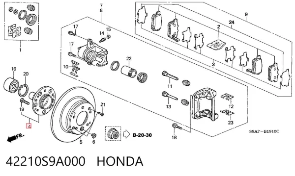 Cubo de rueda trasero 42210S9A000 Honda