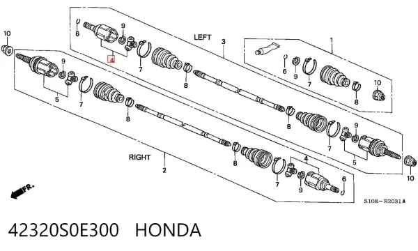 Junta homocinética interior trasera 42320S0E300 Honda