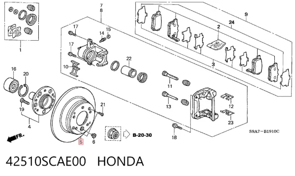Disco de freno trasero 42510SCAE00 Honda