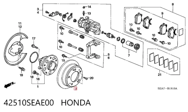 Disco de freno trasero 42510SEAE00 Honda