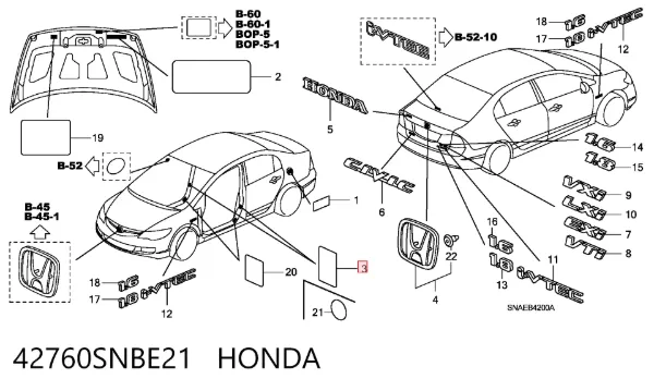  42760SNBE21 Honda