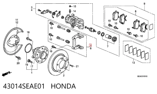Soporte de la pinza de freno trasera 43014SEAE01 Honda