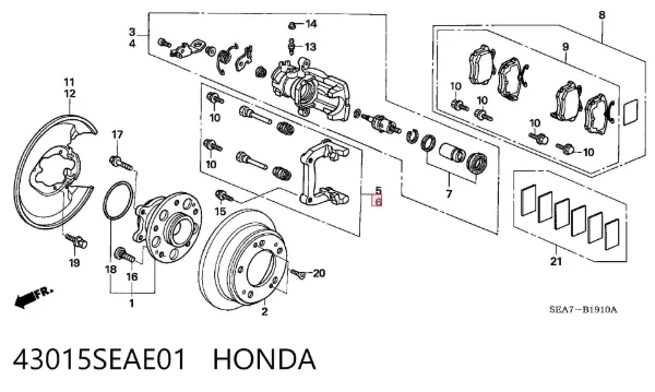 Soporte de la pinza de freno trasera 43015SEAE01 Honda