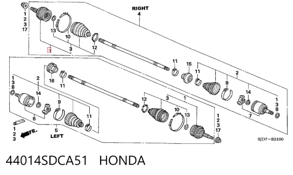 Junta homocinetica 44014SDCA51 Honda
