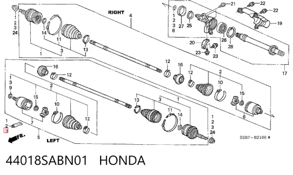 Fuelle de palier delantero exterior 44018SABN01 Honda