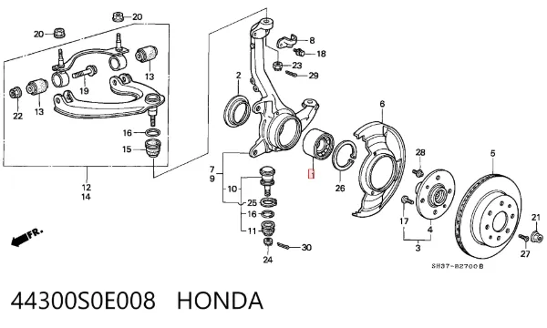 Cojinete de rueda delantero 44300S0E008 Honda