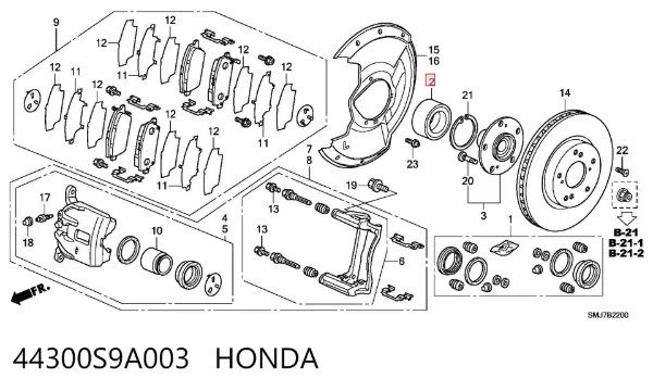 Cojinete de rueda delantero 44300S9A003 Honda