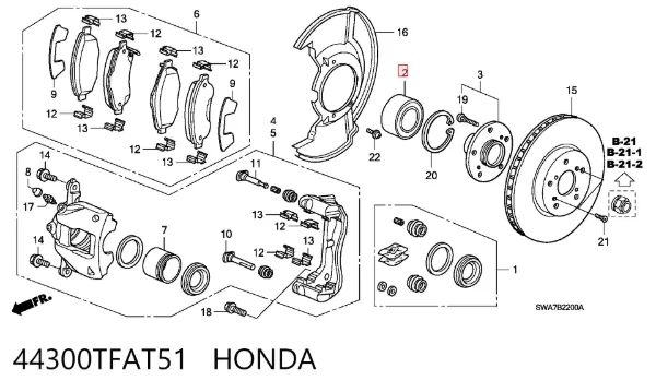 Cojinete de rueda 44300TFAT51 Honda