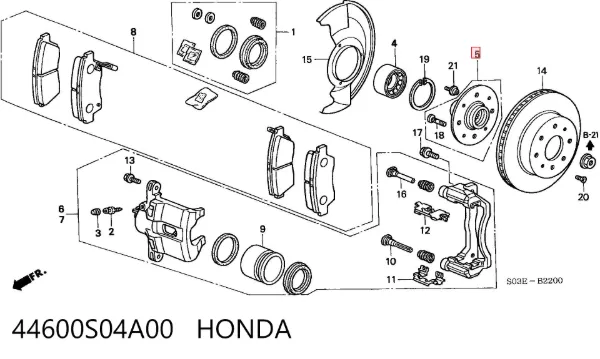 Buje de rueda delantero 44600S04A00 Honda