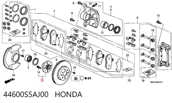 Buje de rueda delantero 44600S5AJ00 Honda
