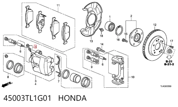 Válvula de purga de la pinza de freno trasera 45003TL1G01 Honda