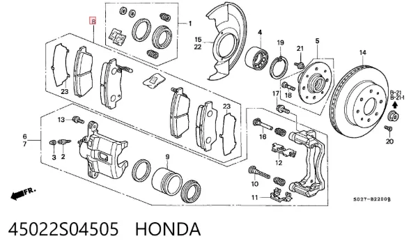 Pastillas de freno 45022S04505 Honda