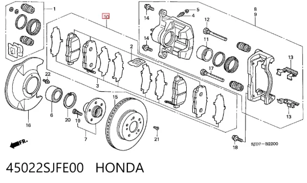 Pastillas de freno 45022SJFE00 Honda