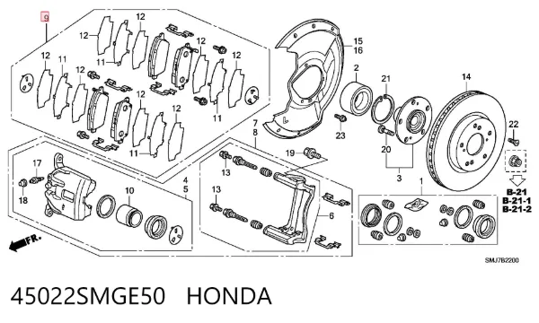 Pastillas de freno 45022SMGE50 Honda