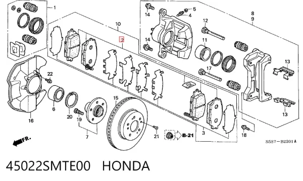 Pastillas de freno 45022SMTE00 Honda