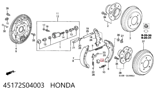 Juego de reparación de pastillas de freno 45172S04003 Honda