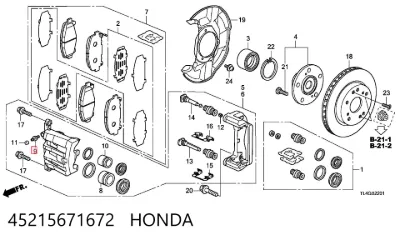 Válvula de purga de la pinza de freno delantera HONDA 45215671672