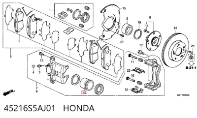 Émbolo de la pinza de freno delantera HONDA 45216S5AJ01