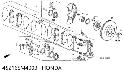 Émbolo de la pinza de freno delantera HONDA 45216SM4003