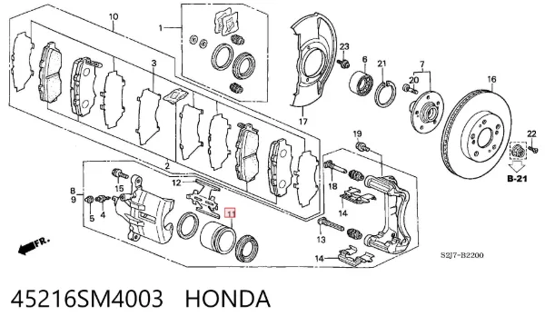 Émbolo de la pinza de freno delantera 45216SM4003 Honda