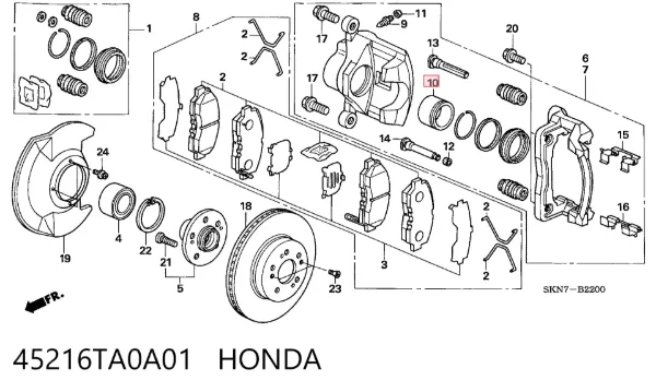 Émbolo de la pinza de freno delantera 45216TA0A01 Honda