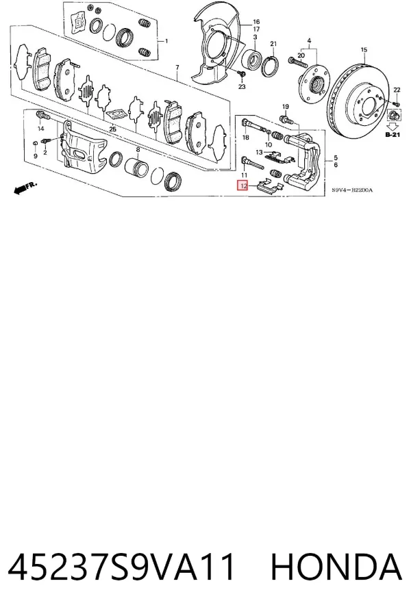Pastillas de freno 45237S9VA11 Honda