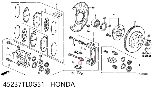 Pastillas de freno 45237TL0G51 Honda