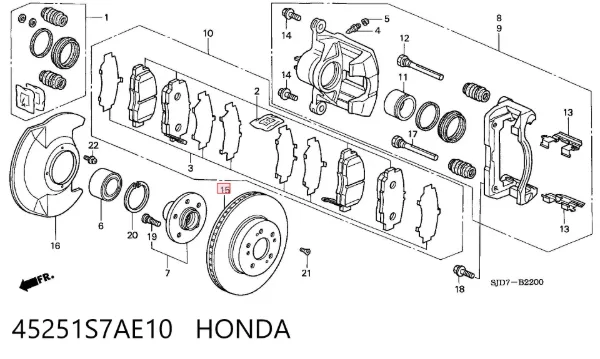 Disco de freno 45251S7AE10 Honda