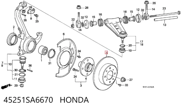 Disco de freno 45251SA6670 Honda