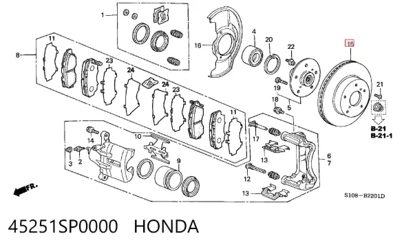 Disco de freno 45251SP0000 Honda