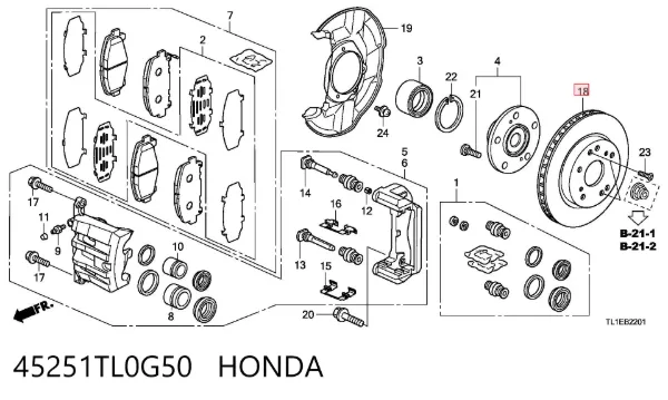 Disco de freno 45251TL0G50 Honda