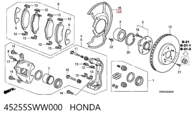 Protector del disco de freno delantero HONDA 45255SWW000