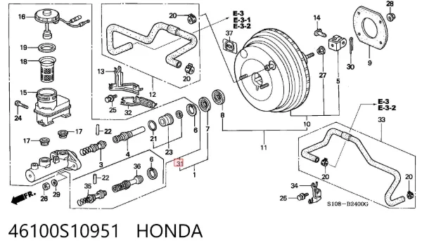 Cilindro maestro de frenos 46100S10951 Honda