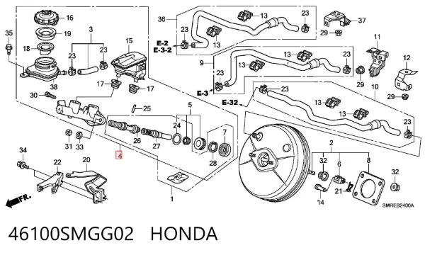 Cilindro maestro de frenos 46100SMGG02 Honda