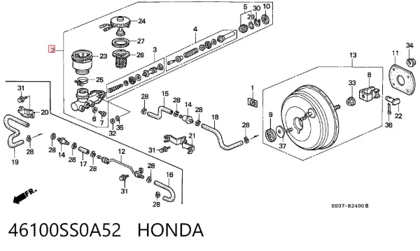 Cilindro maestro de frenos 46100SS0A52 Honda