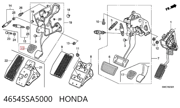 Cubierta de pedal de freno 46545SA5000 Honda