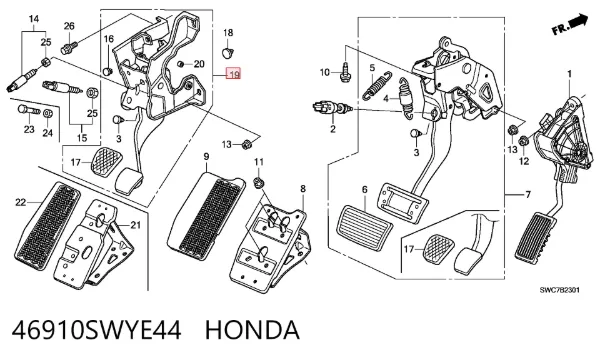 Pedal embrague 46910SWYE44 Honda