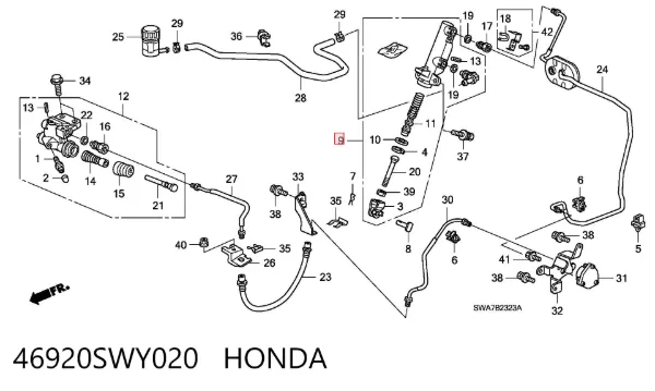 Cilindro maestro de embrague 46920SWY020 Honda