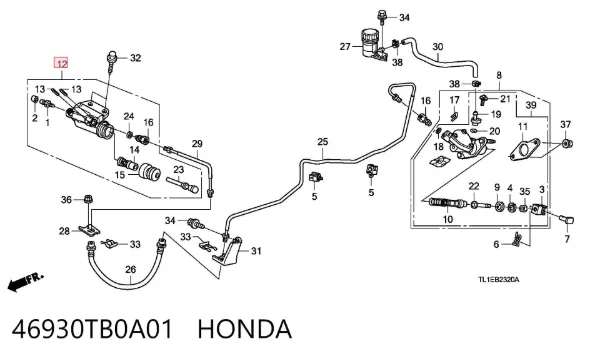 Bombin de embrague 46930TB0A01 Honda