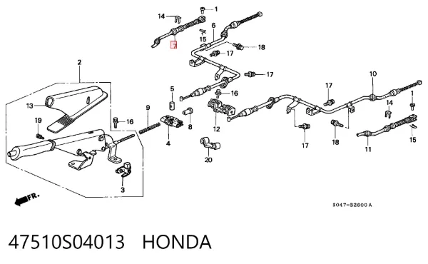 Cable de freno de mano trasero derecho 47510S04013 Honda