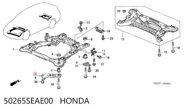 Soporte de viga delantera 50265SEAE00 Honda