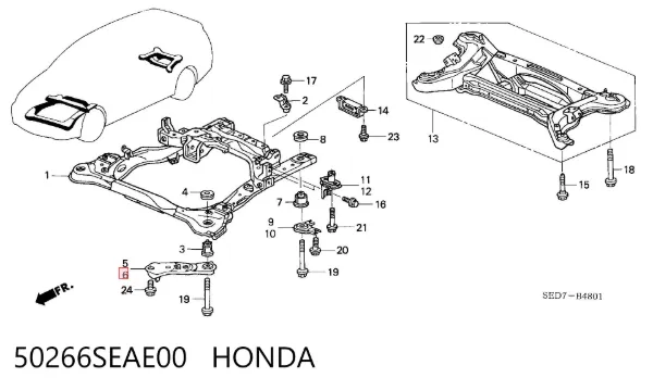 Soporte de viga delantera 50266SEAE00 Honda