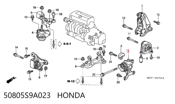 Soporte izquierdo del motor 50805S9A023 Honda