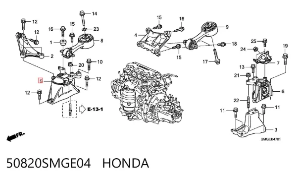 Soporte de motor delantero 50820SMGE04 Honda