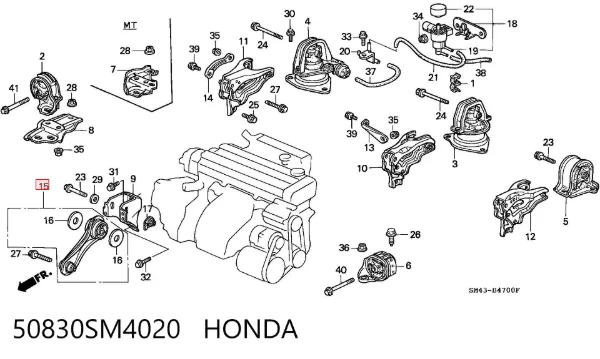 Soporte de motor delantero 50830SM4020 Honda